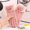 Bow Women Anti-cold Gloves Plush Windproof Finger Mittens Thickened Suede Gloves  Outdoor