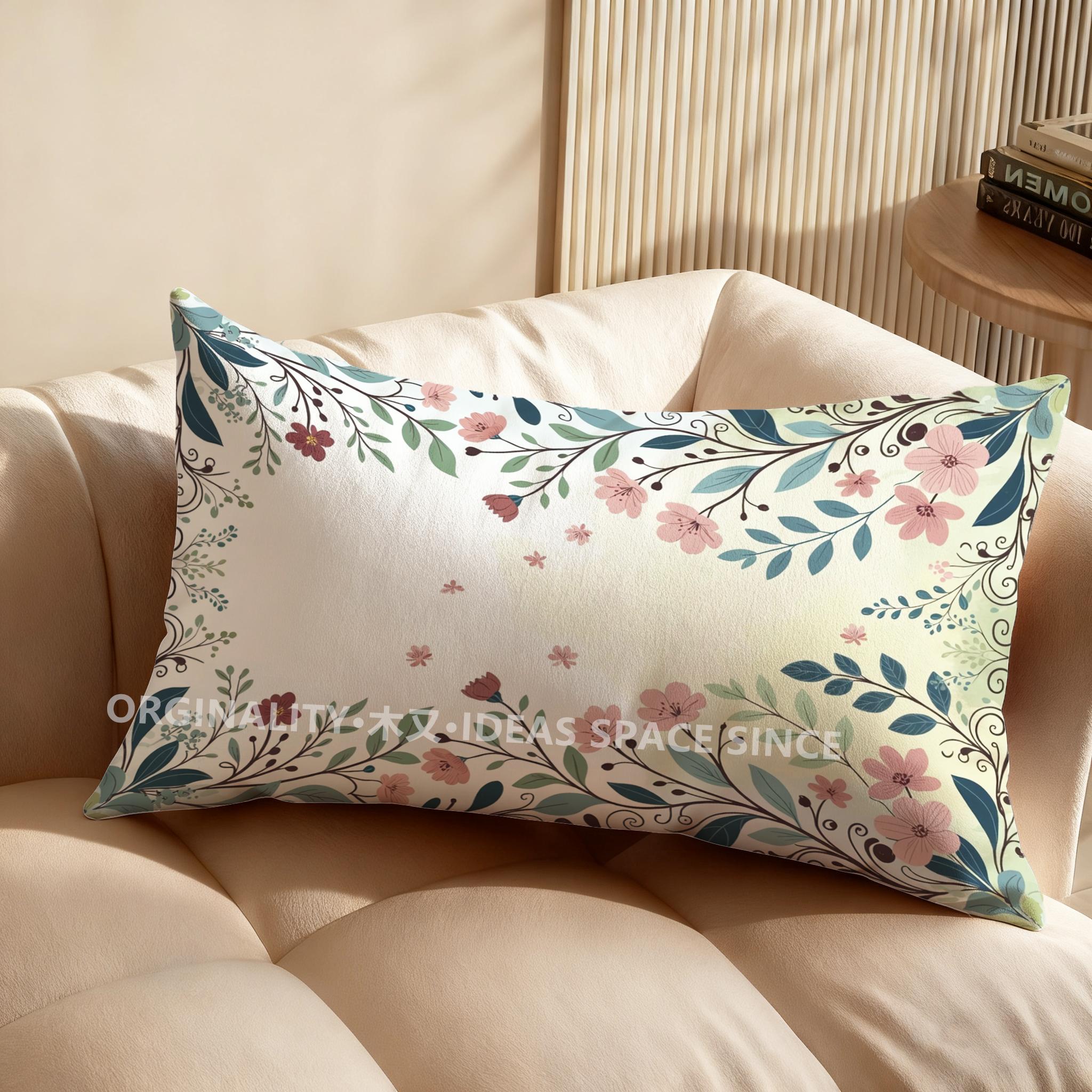 Bloemige Bij & Vlinder Kussensloop Geschikt Voor Bank Slaapkamer Auto Kussensloop Kussen Rechthoekig Rugkussen 30x50cm white