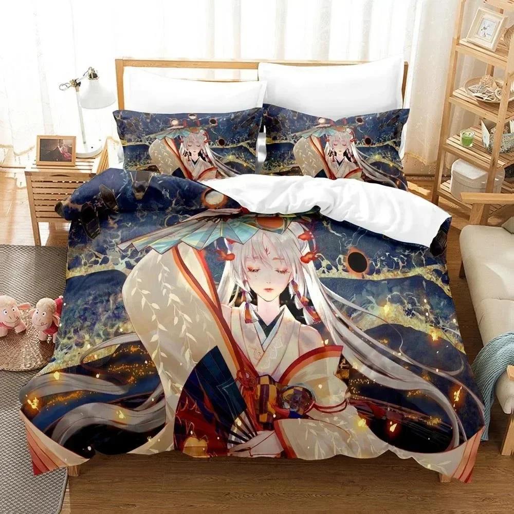 3D Printing Game Kawaii Girls Onmyoji Bedding Set Single Twin Full Queen King Size Bed Set Adult Kid Bedroom Duvet Cover Sets