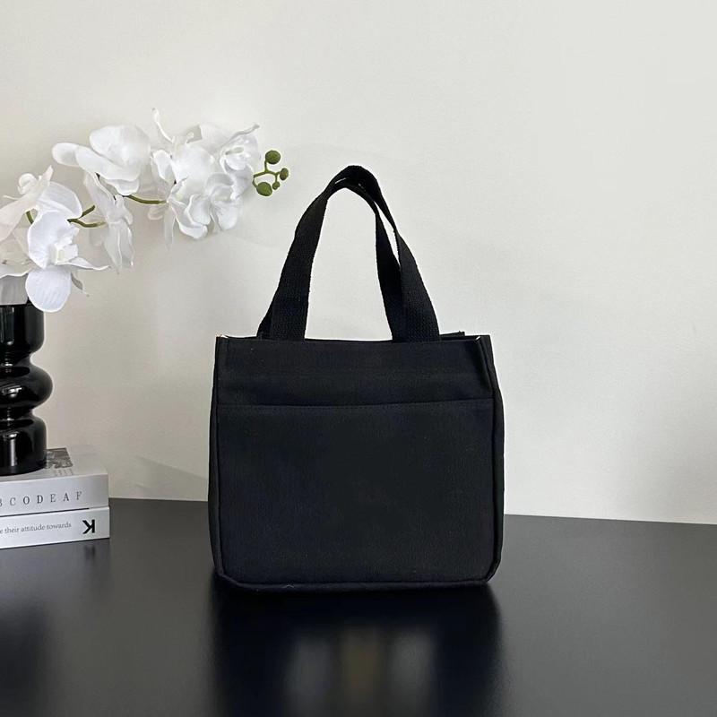 Stylish Canvas Commuter Tote with Zipper - Trendy Lunch Box Handbag for Women