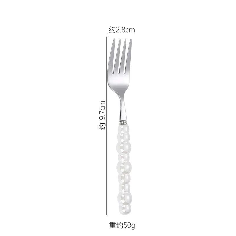 Light luxury Pearl Byen cutlery spoon High appearance level ceramic handle cutlery Steak cutlery Dessert cake fork 1PC