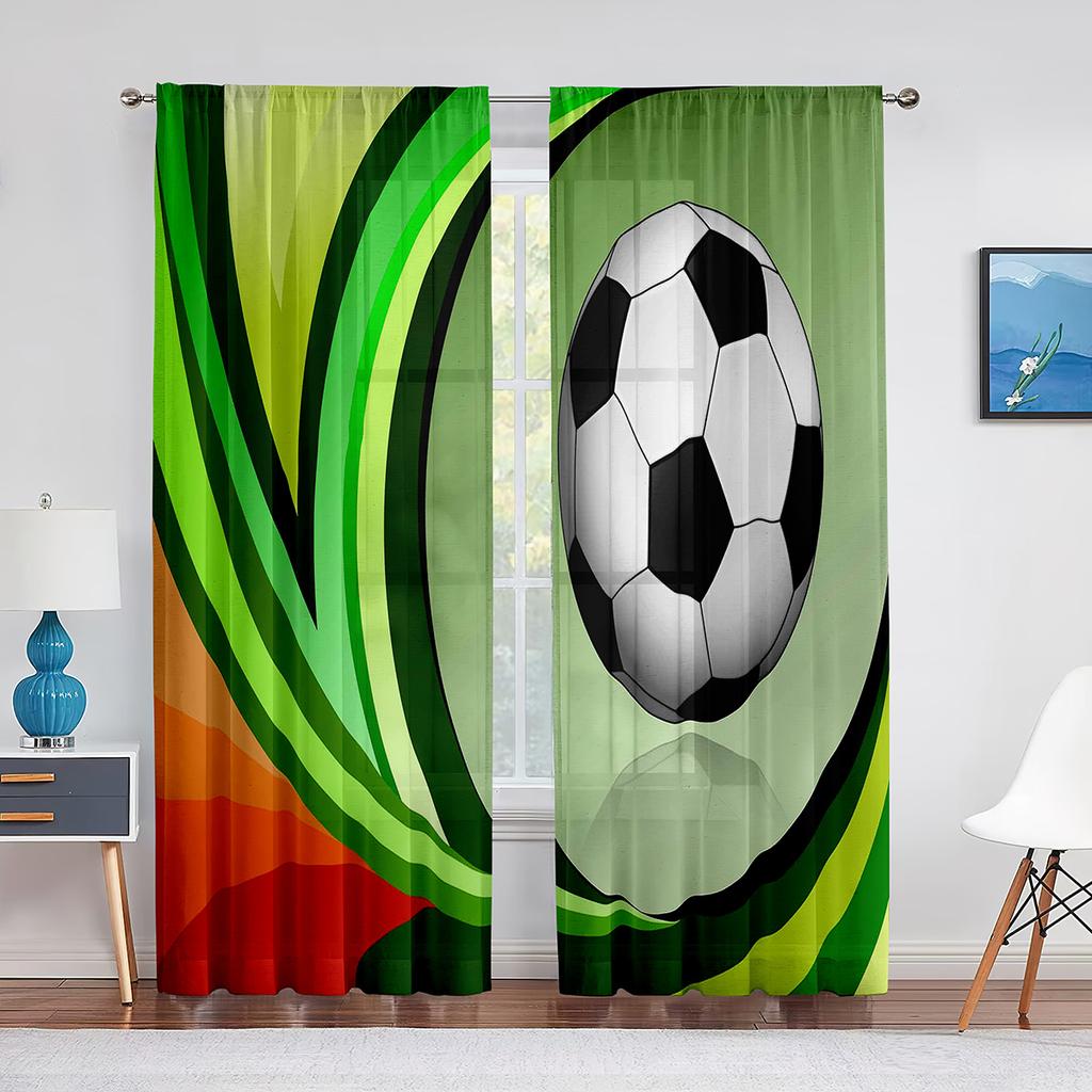 Soccer Striker Kicks The Ball Football Tulle Sheer Curtains for Living Room Bedroom Window Modern Tulle Voile Curtain Decoration