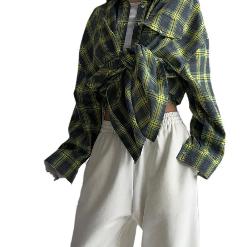 Spring and Autumn Vintage Versatile Loose Shirt * Fashion Versatile Plaid Shirt Women