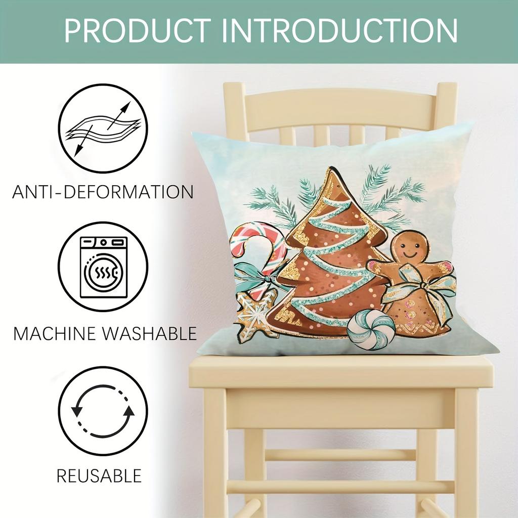 Christmas Gingerbread Pillowcases: Merry & Bright Decor Sofa Bed Cushion Cover, New Year Home Decoration