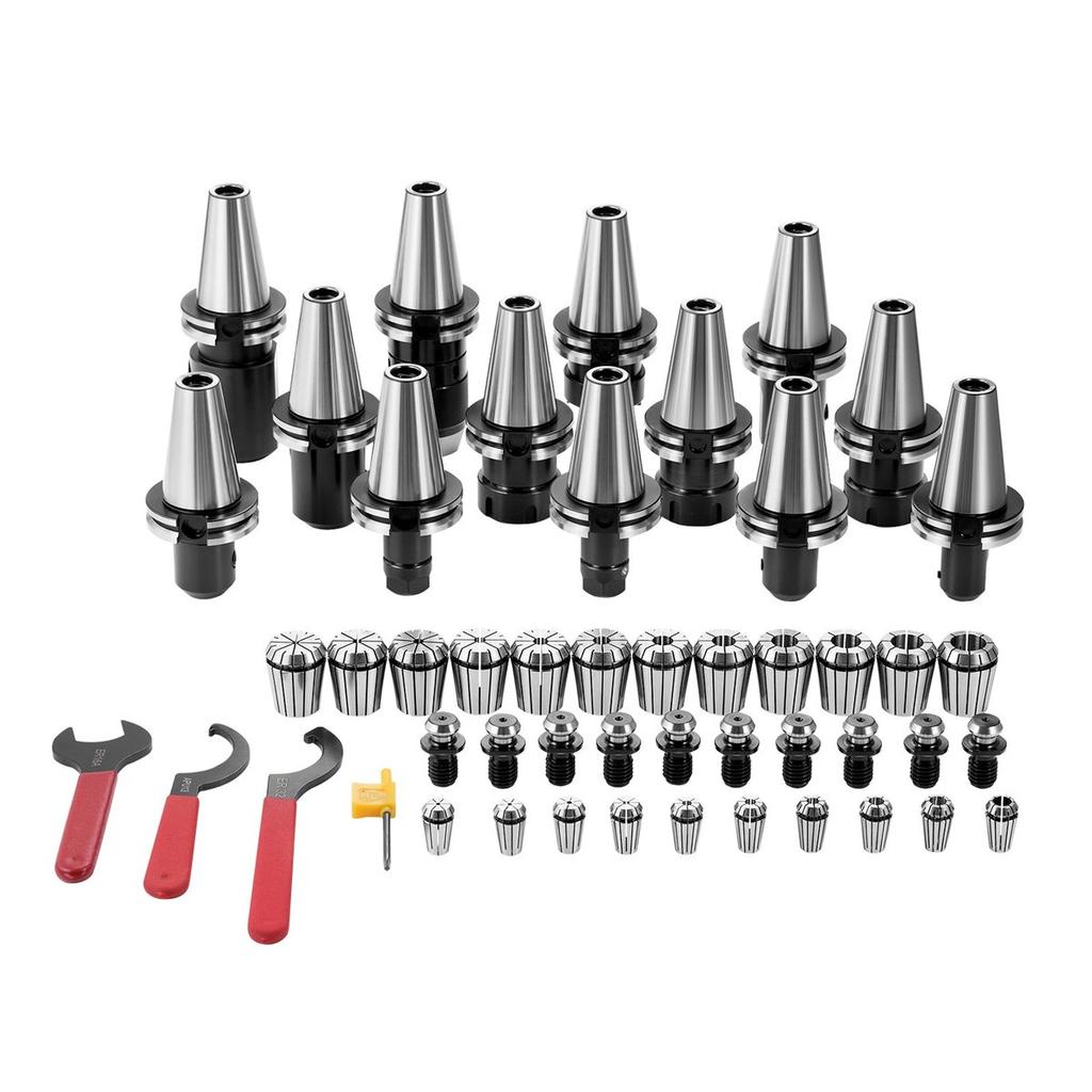 CAT40 Collet Holder ER 16/32 Collet Set, 35 PCs, SLN FMB ER16/32 APU Tool Holders Spring Steel Collet Chucks with 10 Pull Studs and 3 Wrenches, for