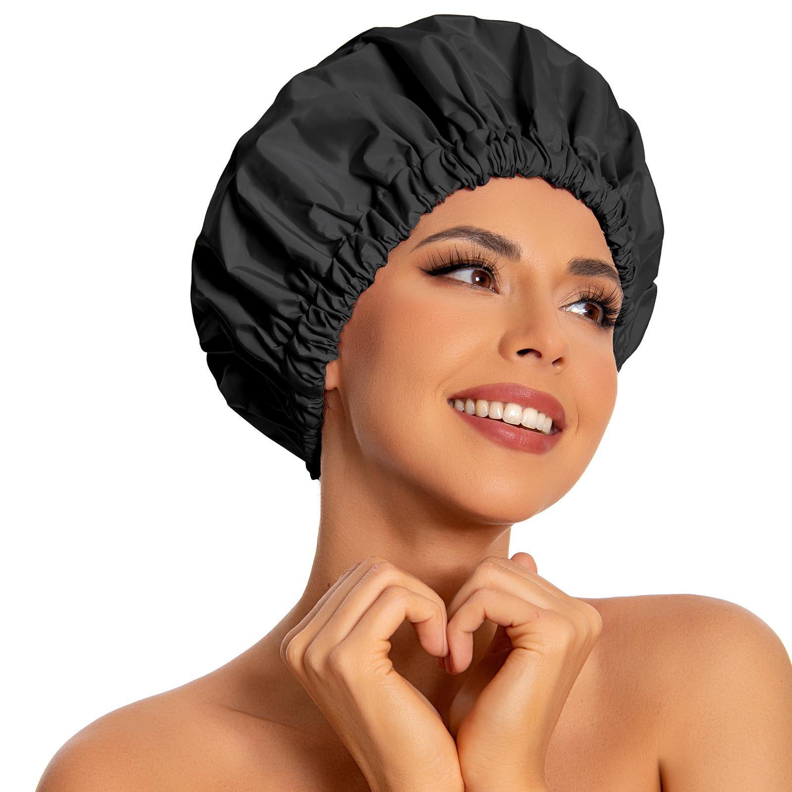 

1PC Reusable Shower Cap Large Waterproof Shower Bonnet Washable Elastic Band Bath Hair Hat for Long Hair