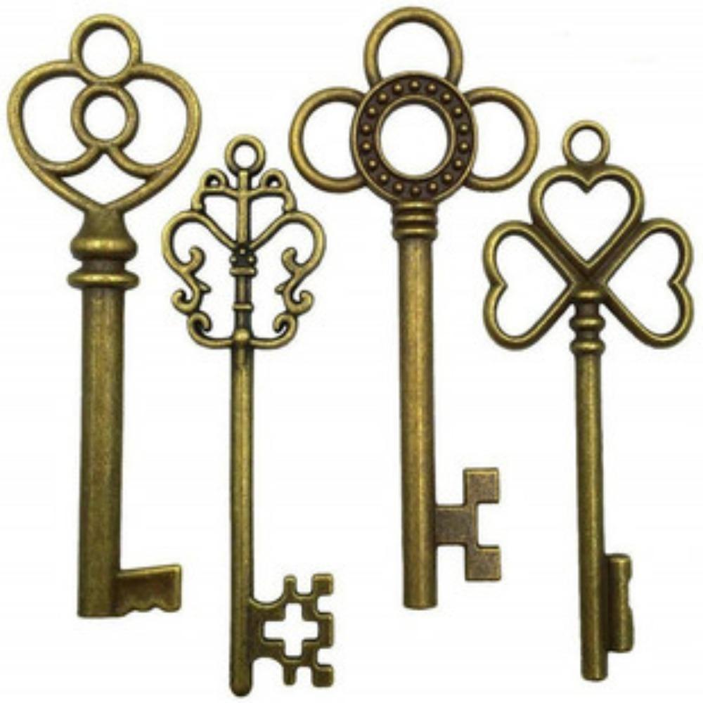 Vintage Key Pendant, Mixed, 12 Pieces/pack, DIY Antique Bronze Key Accessory, Notebook Pendant