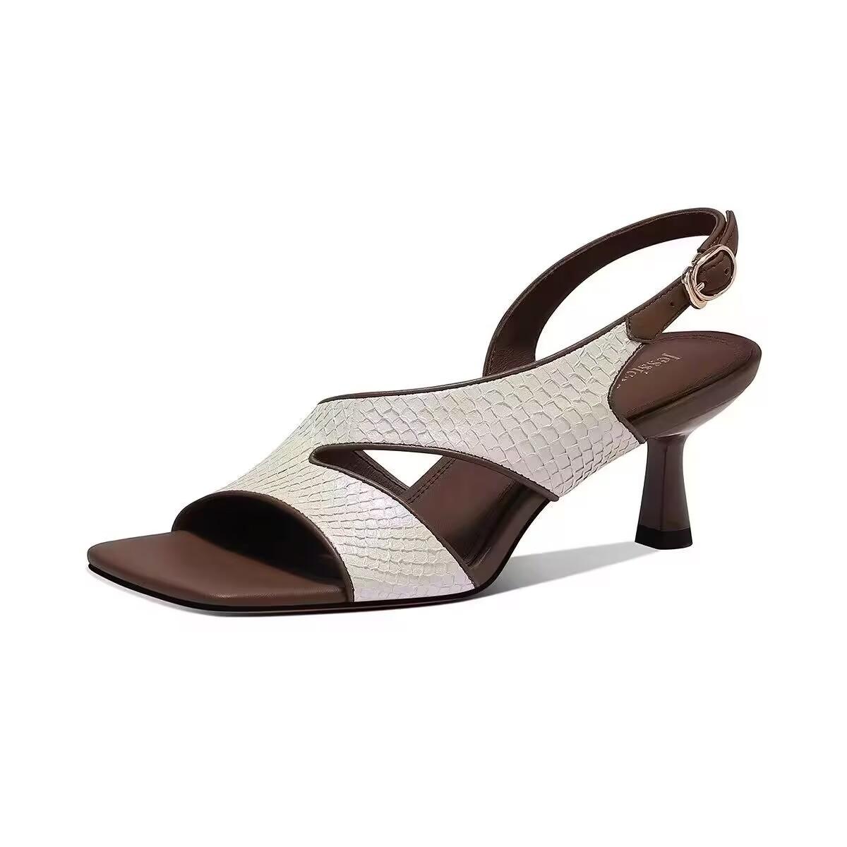 

Fashion Shoes for Women 2025 New Summer Fashion Buckle Strap Dress Sandals Women Square Toe Peep Toe Stiletto Sexy Women s Sandals 39