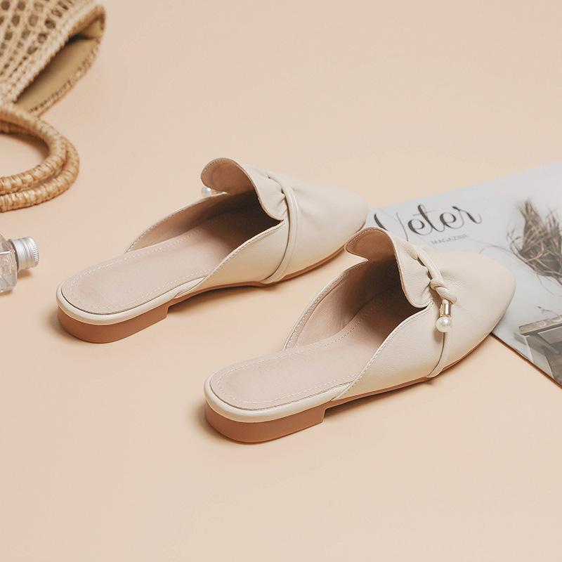 Summer baotou half slippers women's summer heelless flat bottom wear soft