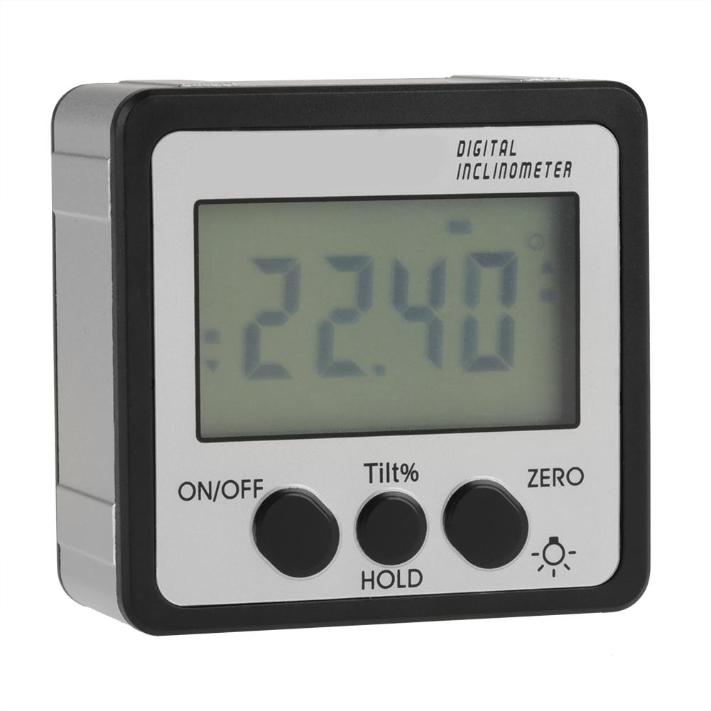 Digital Magnetic Inclinometer Angle Gauge Meter Protractor 4 X 90 Degrees  (Silver)