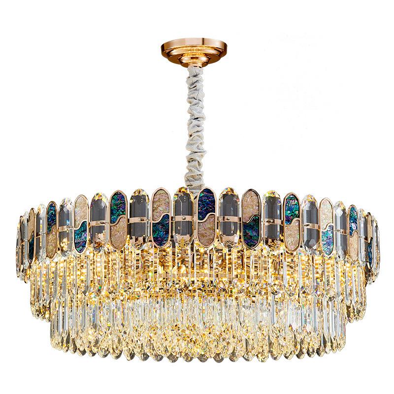 Luxury Crystal Chandelier Ceiling Light for Living, Dining, and Bedroom - High-End Colorful Shell Design