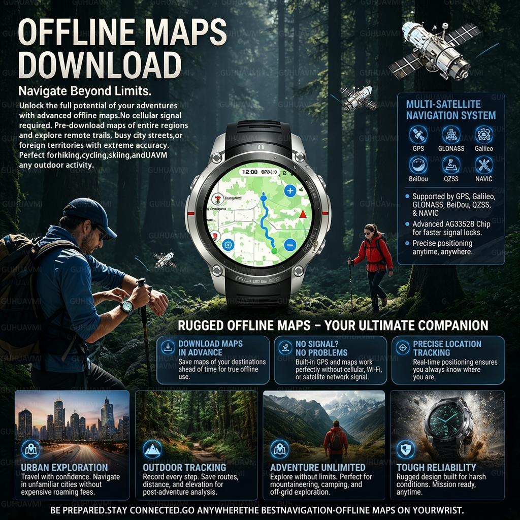 2026-Top Accurate GPS Smart Watch Offline Maps Download Compass Tracking 170+ Sport Modes 5ATM Waterproof Tactics Sport Smart Bracelet Men Gift