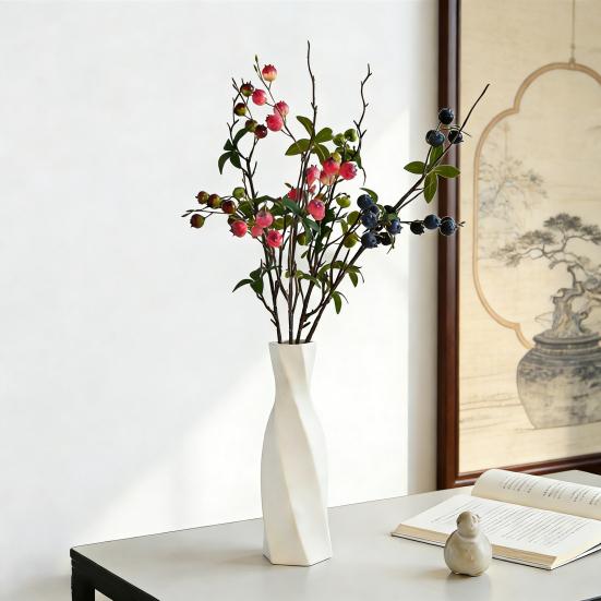 Künstliche Granatapfelbeeren Zweige Falsche Fruchtbeeren Picks mit Blättern für Heim-Blumenarrangements