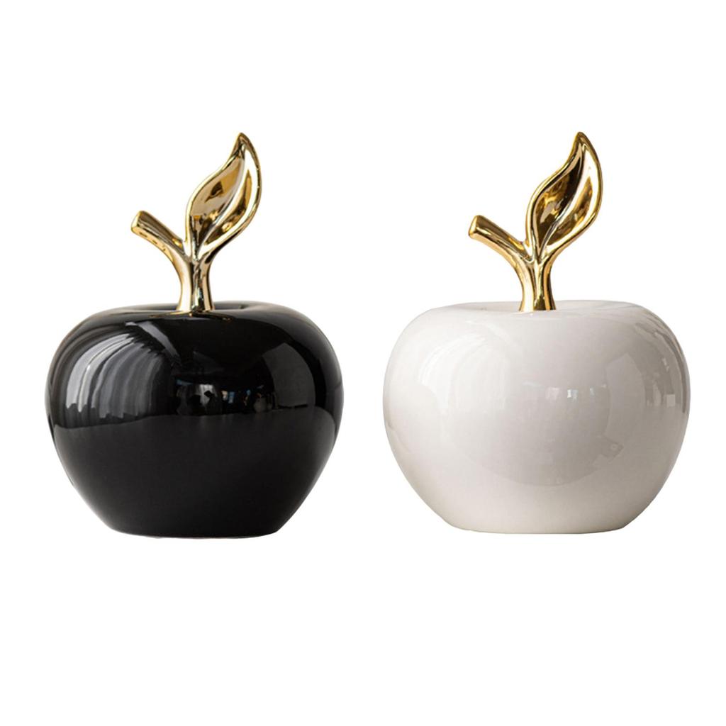 Ceramic Apple Statue Art Crafts Christmas Gift Tabletop Ornament Decorative Figurine for Bookshelf Desk Shelf Cabinet Home Decor