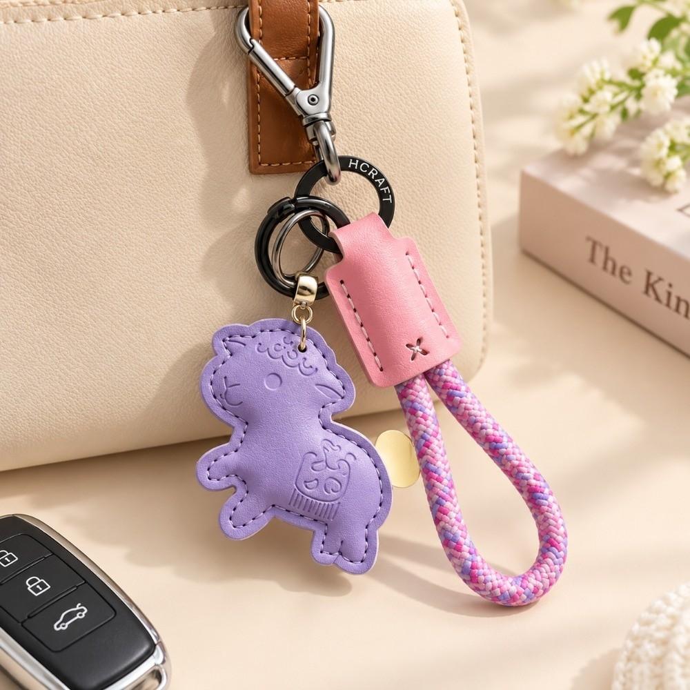 Cartoon Pu Sheep Keychain Wrist Strap Goat Car Keychain Cute Car Key Ring Year of The Horse