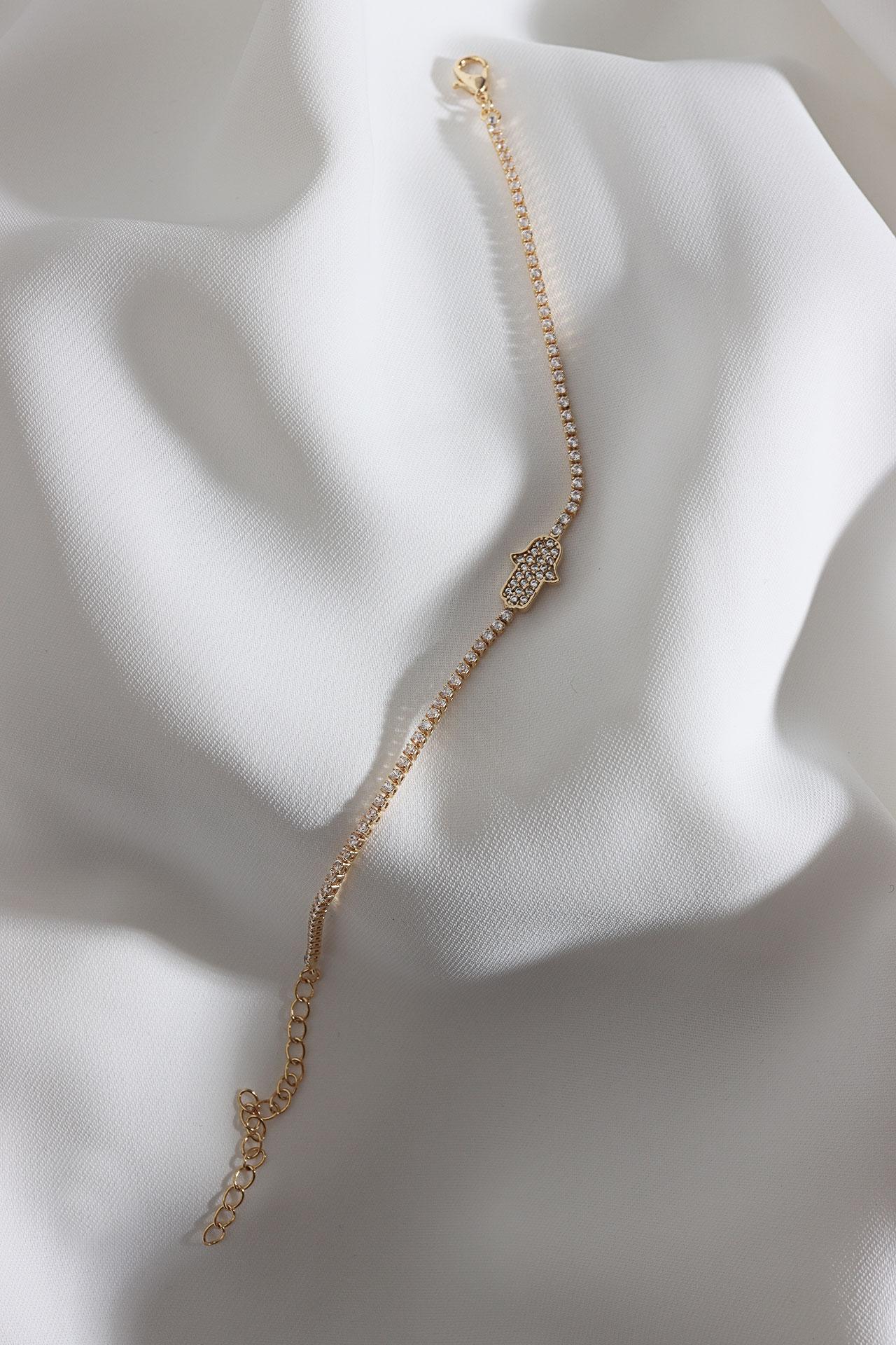 

Браслет Fatma Mother с ручным рисунком из камня циркона золотого цвета Waterway