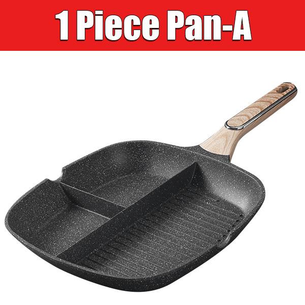 29cm Nonstick Square Grill Pan 3-Section Griddle Skillet Pan Induction Large Breakfast Skillet for Egg Bacon Burgers Cooking Pan