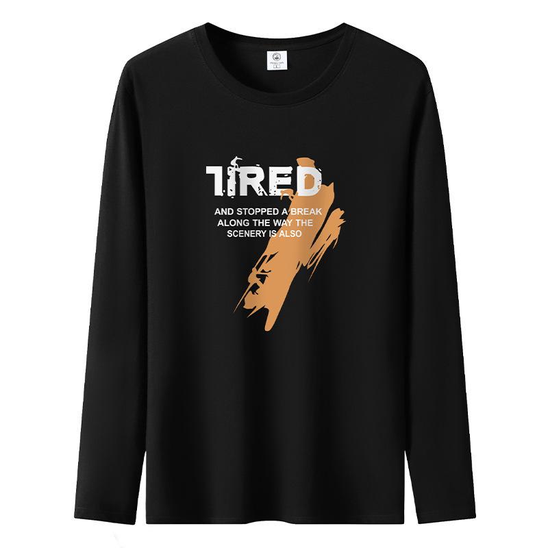 Tired Pattern Man Long Sleeves T-shirt Pure Cotton Men Casual Sweatshirt Large Size