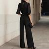 2026 Womens Slim Fit Printed Short Sleeve Wide Leg Pants 3 Piece Set