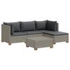 5 Piece Rattan Lounge Set with Cushions GENDT Natural Rattan Kubu Grey