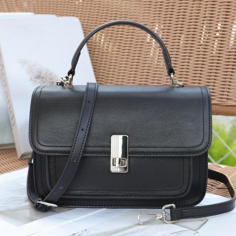 

Women s Bag Fashionable Leather Shoulder All-matching High-end Top-layer Vegetable Tanned Cowhide Cross-section чёрный