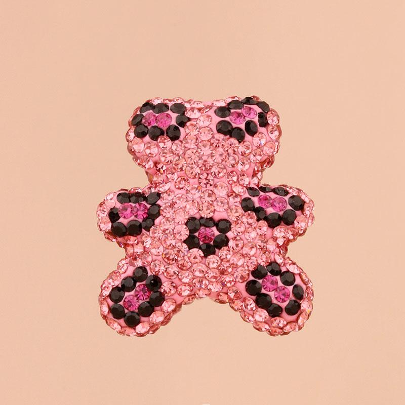 Leopard Print Diamond Bear Necklace or Keychain Pendant розовый