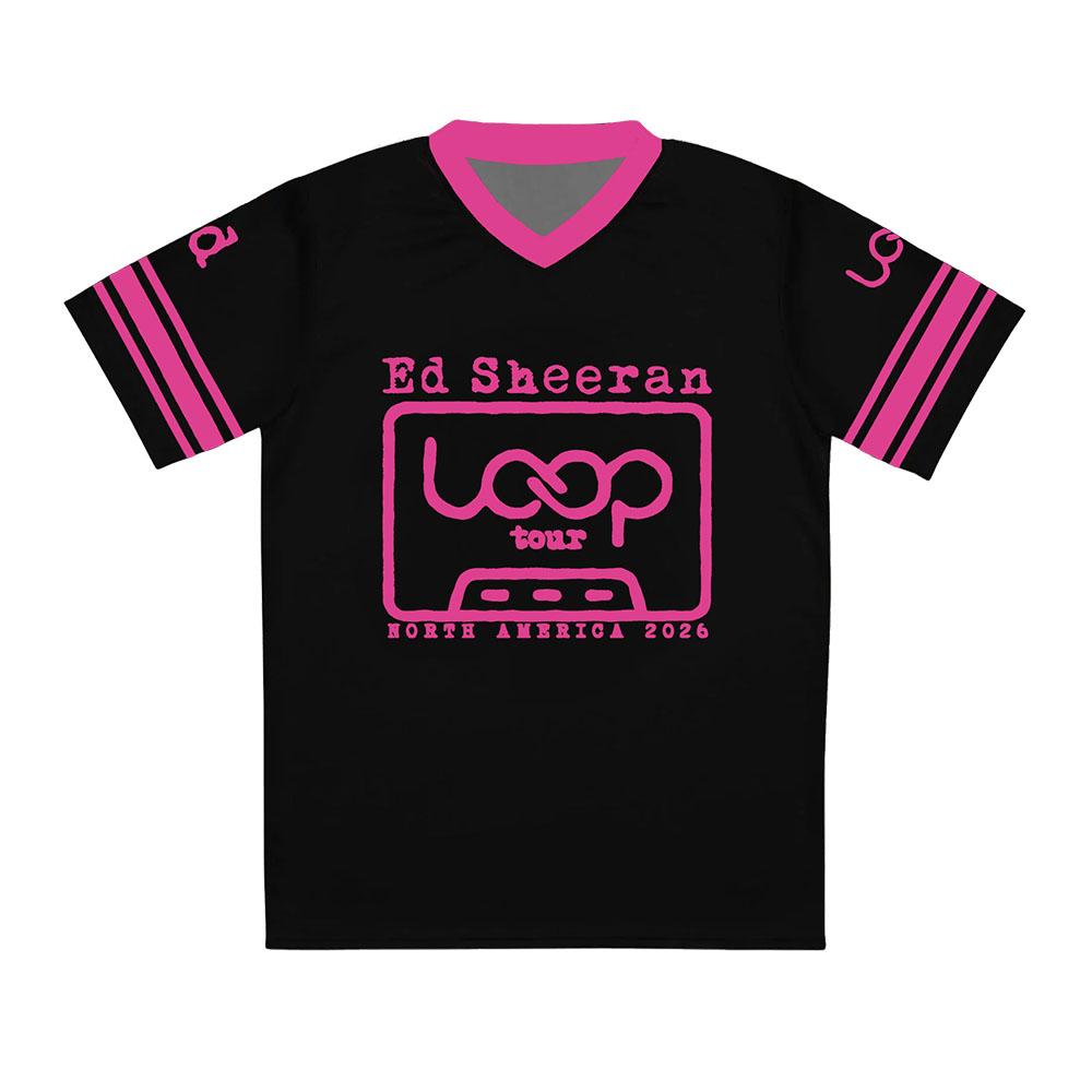 Maglietta Manica Corta Giro Nord America 2026 Ed Sheeran Cantante Design Stampa 3D Scollo a V Ampio Top Estivo Unisex