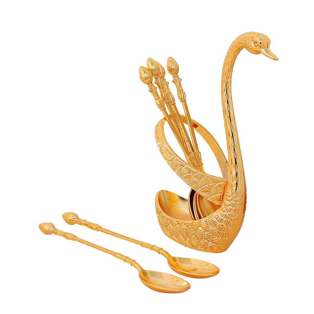 Dessert Flatware Set Swan Spoon Organizer Dinnerware Base Holder for Restaurant Decor