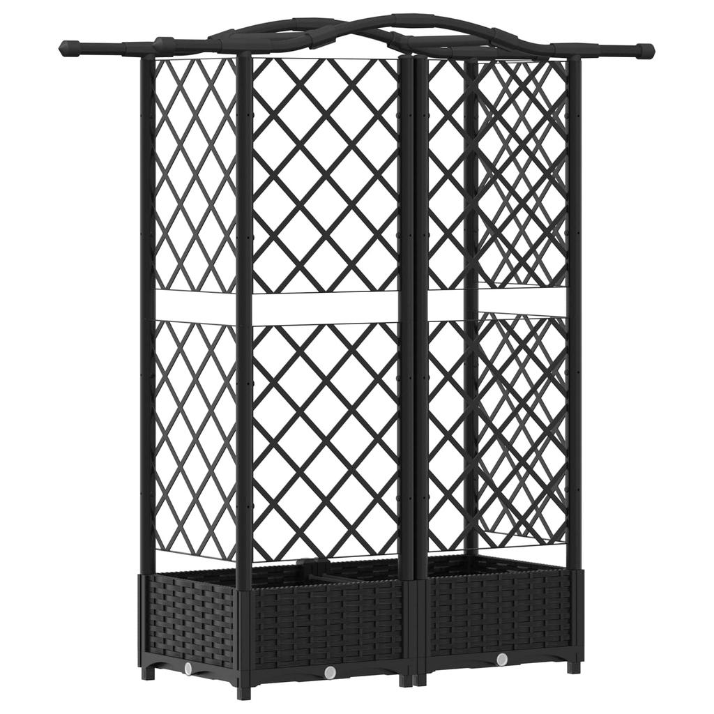 Raised Garden Bed with Trellis and Hanging Roof Black 124 x 40 x 126 cm PP
