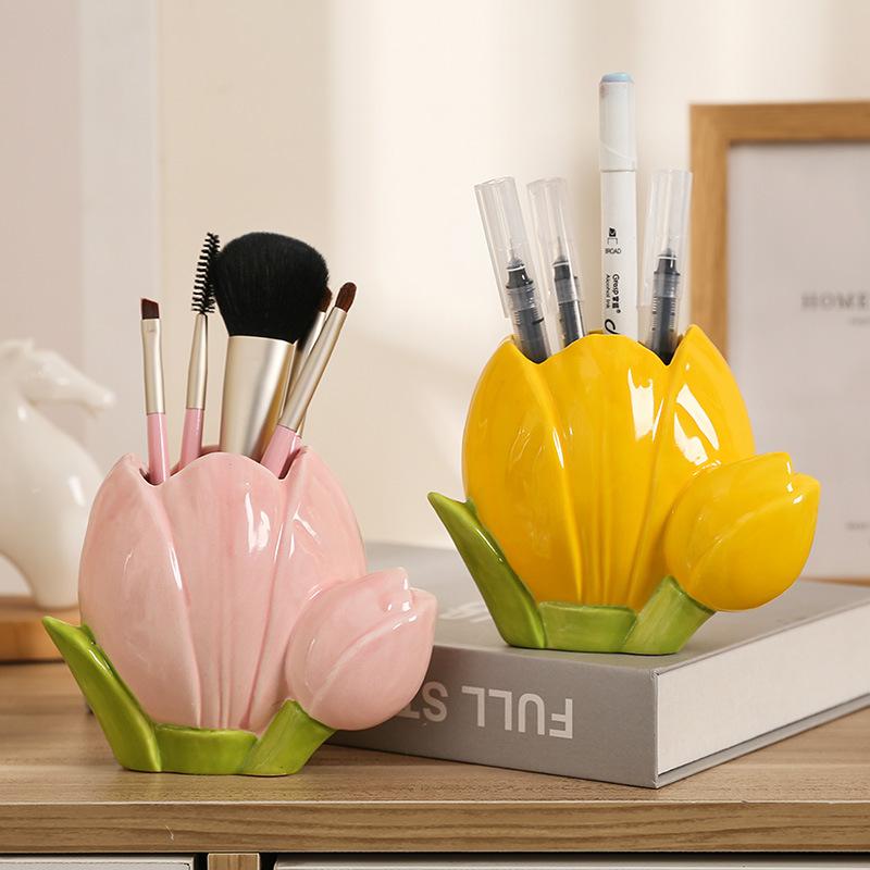 Ceramic Tulip Flower Vase Desktop Decoration Cute Flower Vase Arrangement forried Flower Living Room Decor Home Table Decor Gift
