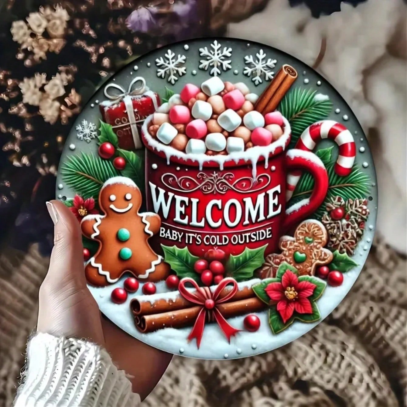 

Vintage Christmas Tin Sign Metal Wall Art Rustic Holiday Decor 20x20 різнокольоровий