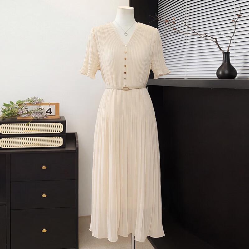 Elegant Short-Sleeve Chiffon Summer Midi Dress for Middle-Aged Women 3XL
