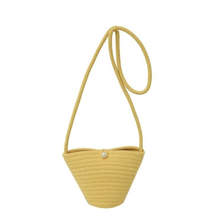 Charming Summer Travel Tote Bag 2024 New Woven Bucket Bag For Beach Vacations Yellow
