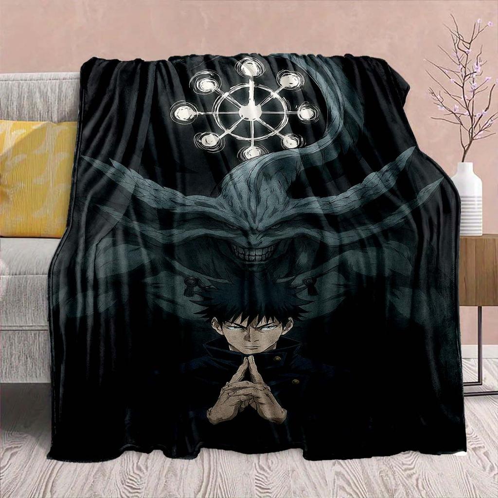 Jujutsu Kaisen Anime Flanelldecke - Weich Warm Perfekt für Sofa, Bettwäsche Camping Reise Büro Heimdekoration -QJY