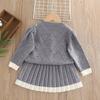 Girls Sets Children'S Clothing Autumn Winter Bow Suit Knit Sweater+ Short Skirt 2pcs Kids Outfits