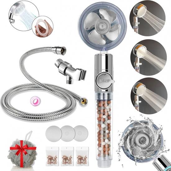 Hydro Jet High Pressure Shower Head Handheld Filtered Shower Head with Filter Beads Turbocharged Shower Head Kit with Replacement Hose/Bracket/Bead