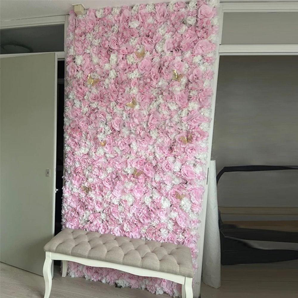 Handmade Artificial Flower Wall Panels Realistic Silk Rose Flower Wall  Birthday Party