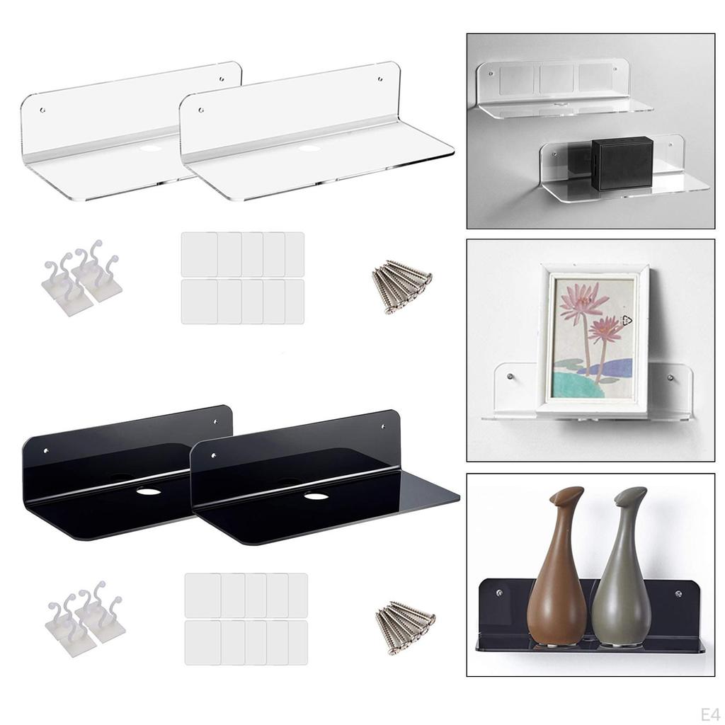 1 paar Wall Shelf Hanging Rack Multi-purpose Clear/Black