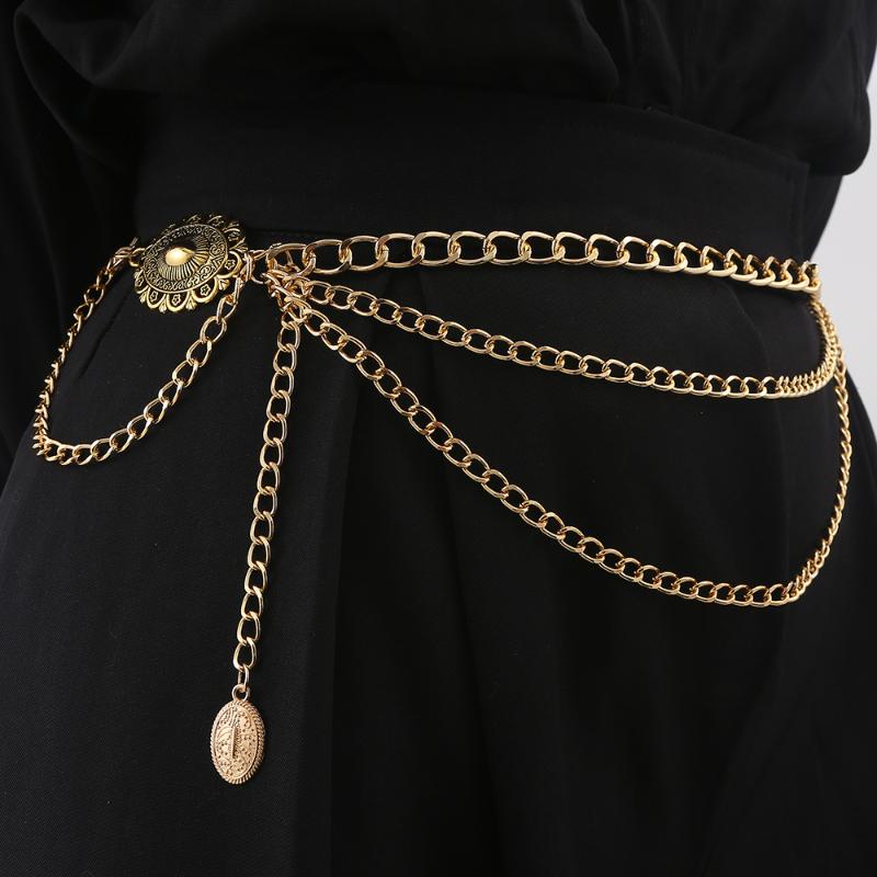 Punk Rock Metal Layered Chain Unisex Waist Key Chain For Jeans Hip-Hop Pants Fashionable Belt Chain Jewelry