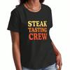 Steak Burger Wounisex's Cotton T Shirt, Premium Cotton Graphic, Durable, Casual Fashion. Will Work For Steak Funny Cartoon Burger Design, Classic Fit
