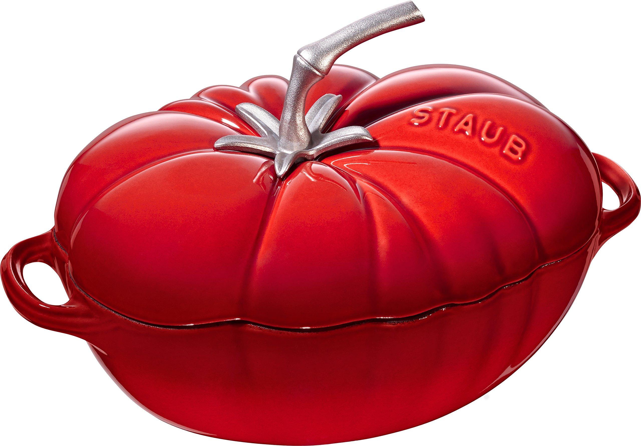 

staub Cocotte Cherry Both Hand Emal Pot IH Compatible Japanese La Cocotte Special Shape Tomato 25cm [Авторизований продукт] 40511-774 червоний
