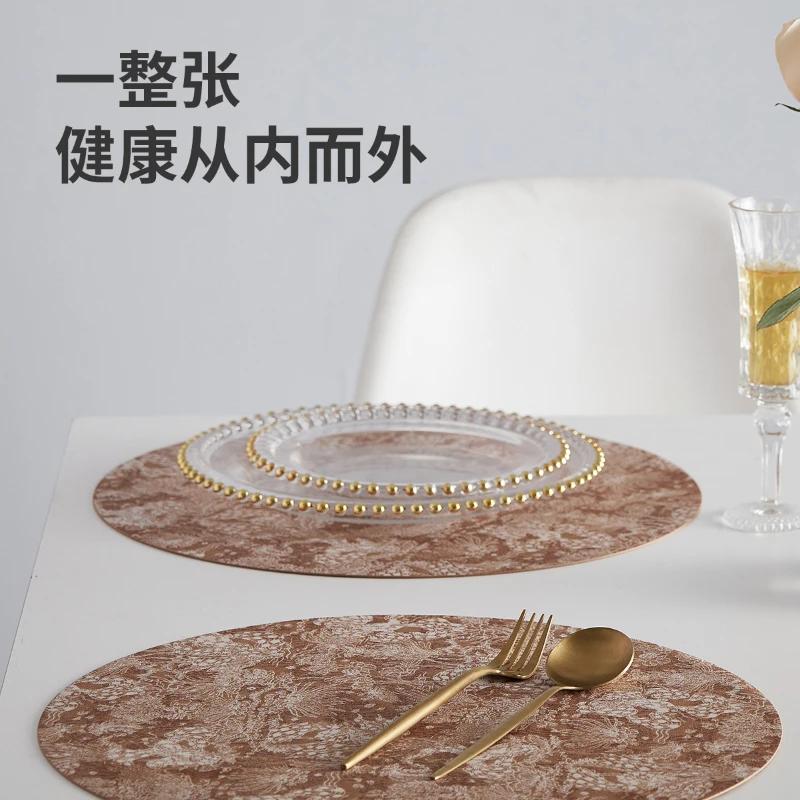 Embossed PVC Placemat Insulation Pad, Anti-Scald Table Protector, Oil-Resistant Leather Dining Mat, Bowl Pad for Kitchen Use