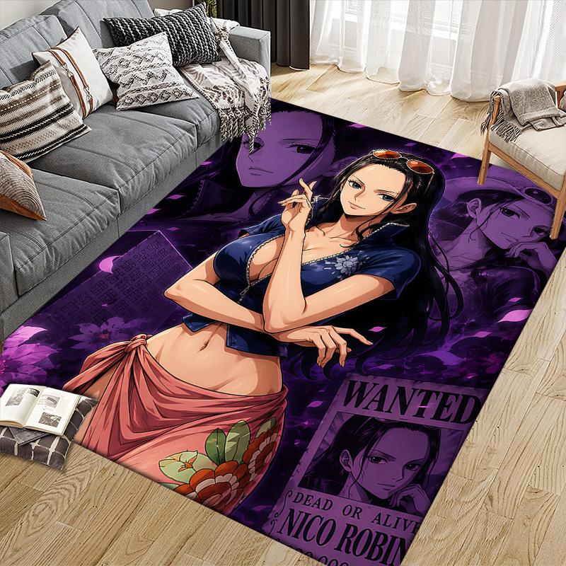 Nico Robin Flannel Pattern Square Carpet,Area Rug,Carpet Rug for Living Room Bedroom Sofa Playroom Decor,Non-slip Floor Mat