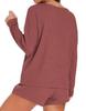 Women's European & American Solid Color Homewear: Long Sleeve, Round Neck, Drawstring