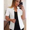 Women S Solid Color Short Sleeve Blazer Casual Office Jacket