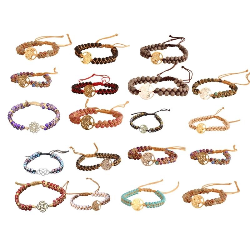 Verstellbares Unisex Armband mit natürlichen Türkisperlen, zweireihig, mit Baum-Anhänger für einen stilvollen Look