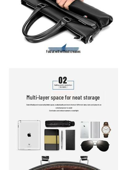 Men's Large Capacity Soft Leather Business Briefcase - A4 Shoulder and Crossbody Computer Bag