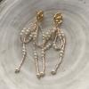 Retro Temperament Pearl Bow Flower Earrings Women'S Senior French Design Earrings
