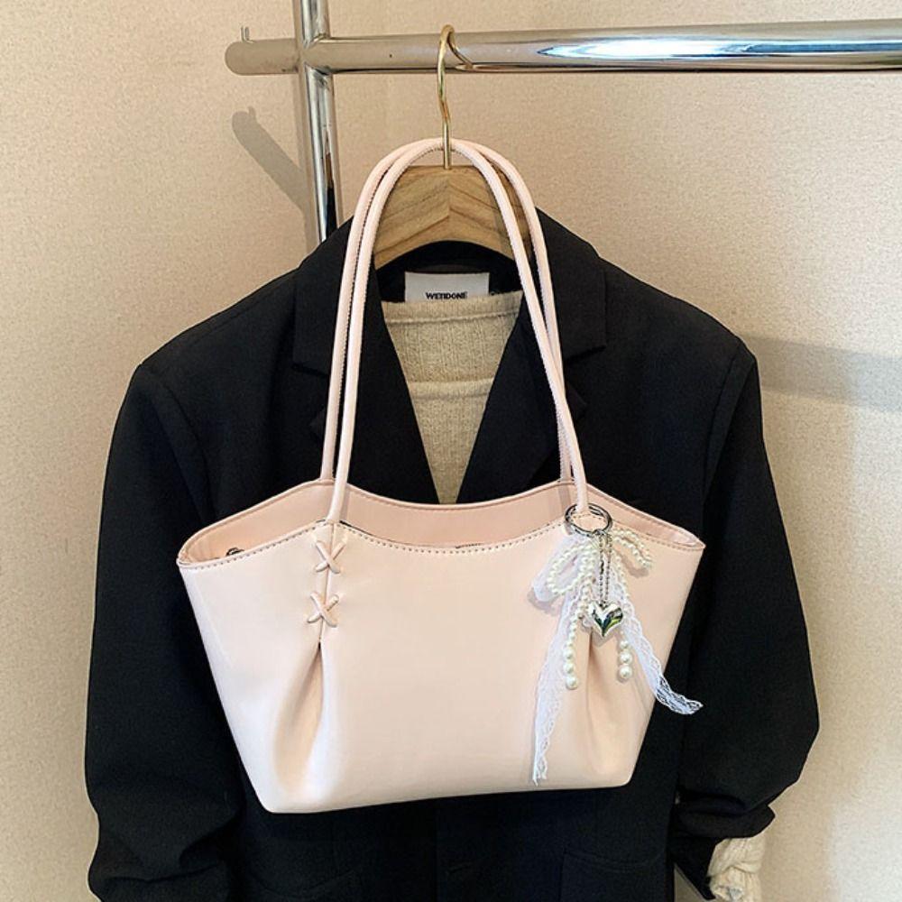 Elegant Autumn Winter Underarm Bag PU Leather French Tote Bag Vintage Commuting Handbag  Girls