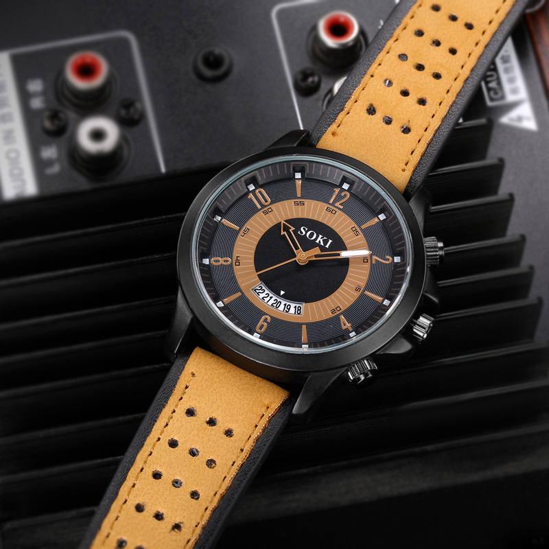 Sports Men's Quartz Fashion Belt Military Watch Student Calendar Watch